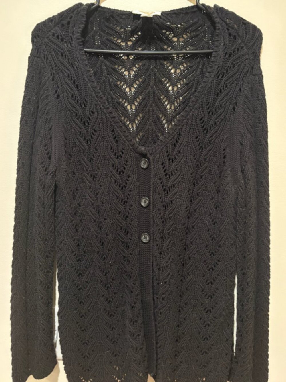 Vintage Classic Crochet 100% Cotton Black Talbots Cardigan